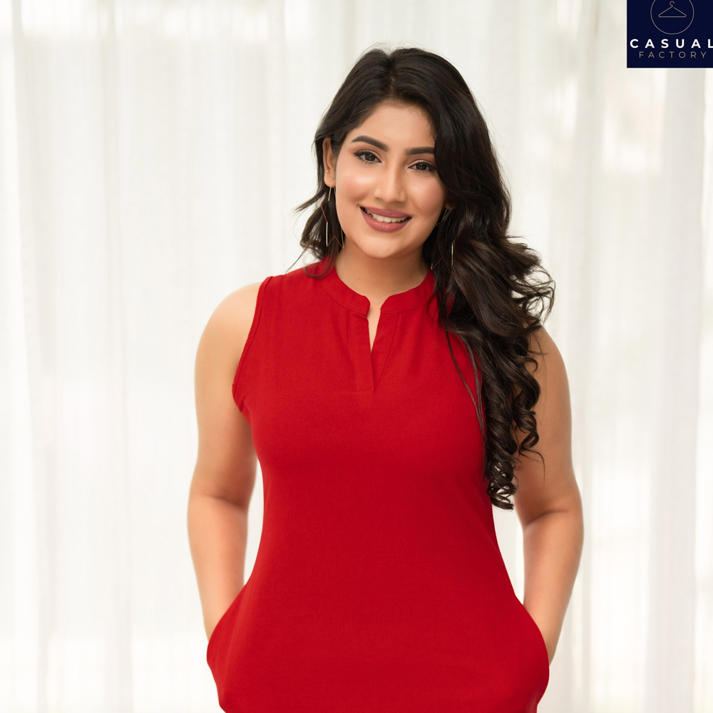 Red Sleeveless Casual Dress  CF 10028